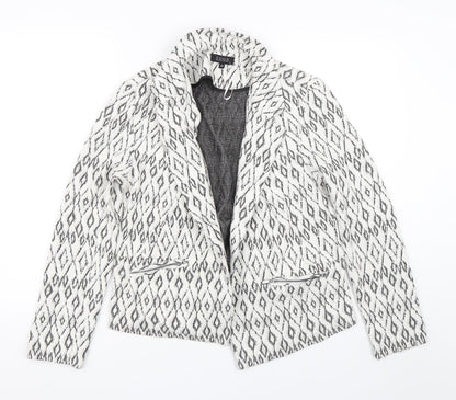 Soon Womens White Argyle/Diamond  Jacket  Size 14