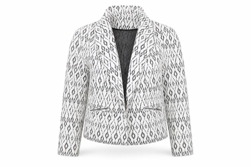 Soon Womens White Argyle/Diamond  Jacket  Size 14