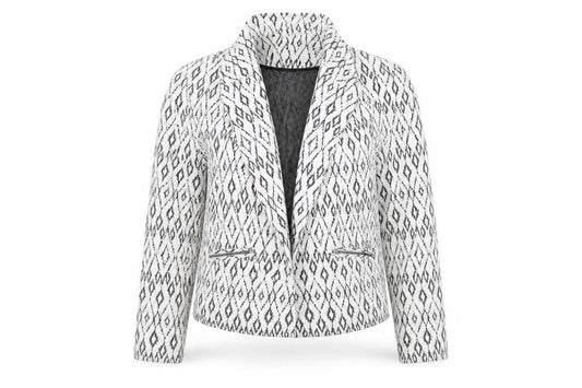Soon Womens White Argyle/Diamond  Jacket  Size 14