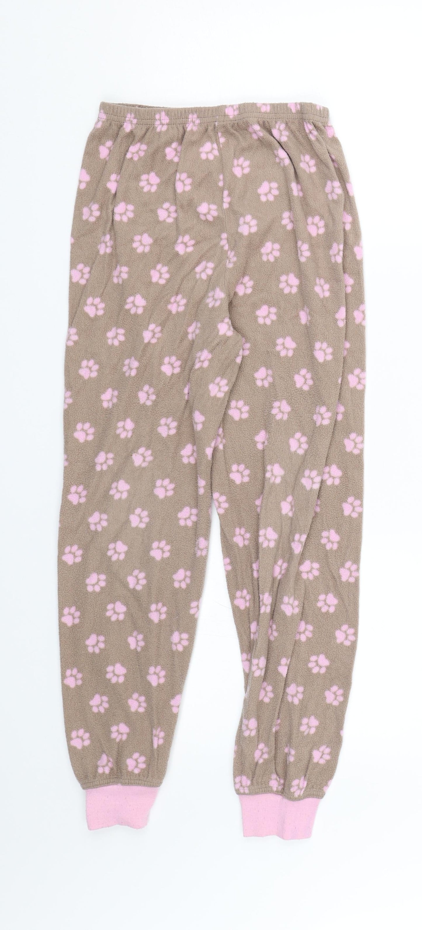 YD Girls Brown Animal Print Fleece Cami Lounge Pants Size 8-9 Years