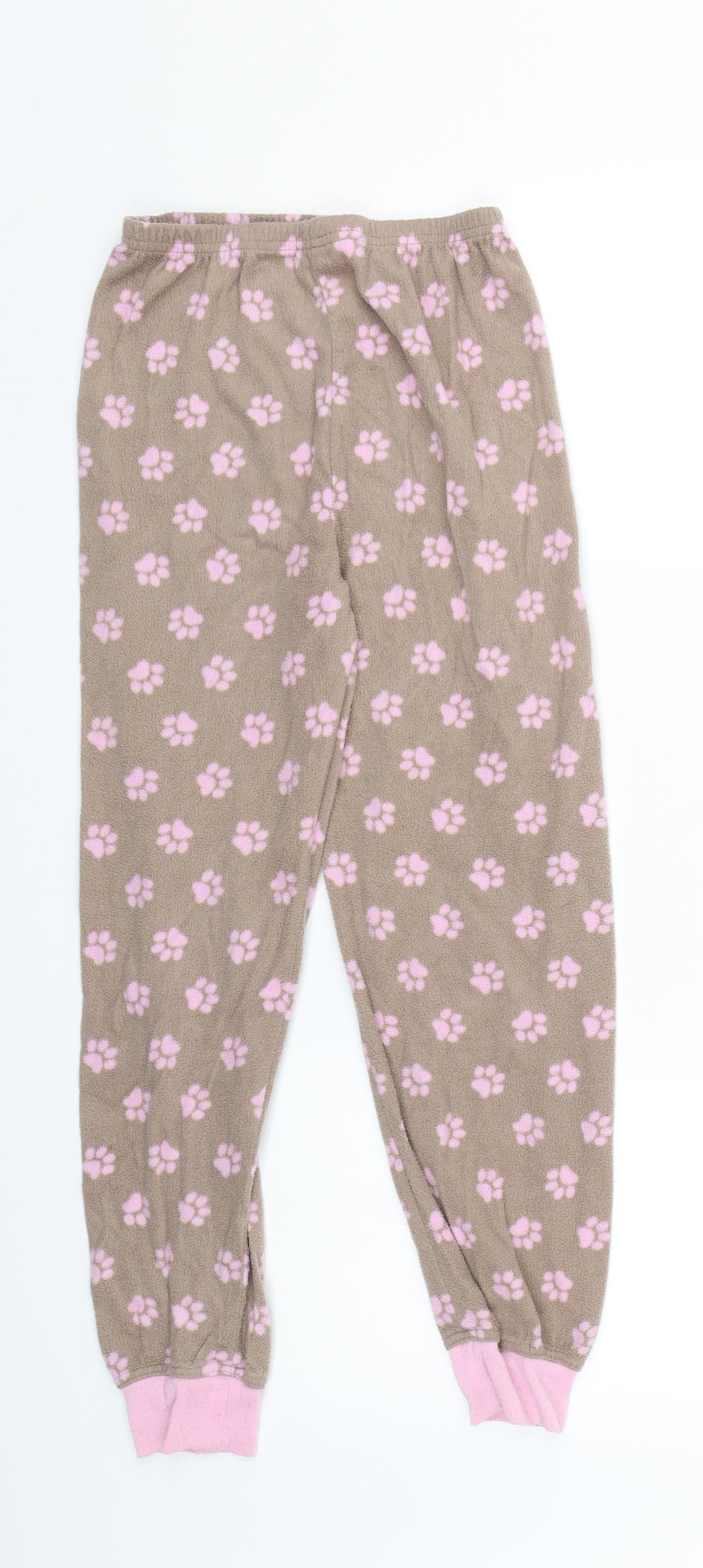 YD Girls Brown Animal Print Fleece Cami Lounge Pants Size 8-9 Years