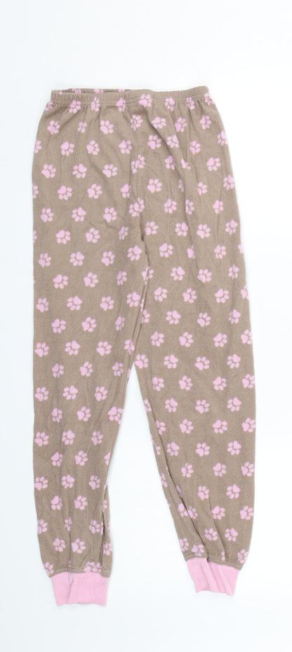 YD Girls Brown Animal Print Fleece Cami Lounge Pants Size 8-9 Years
