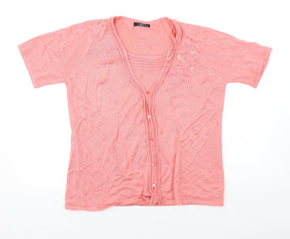 Womens UK Size M BM Pink Cardigan Jumper
