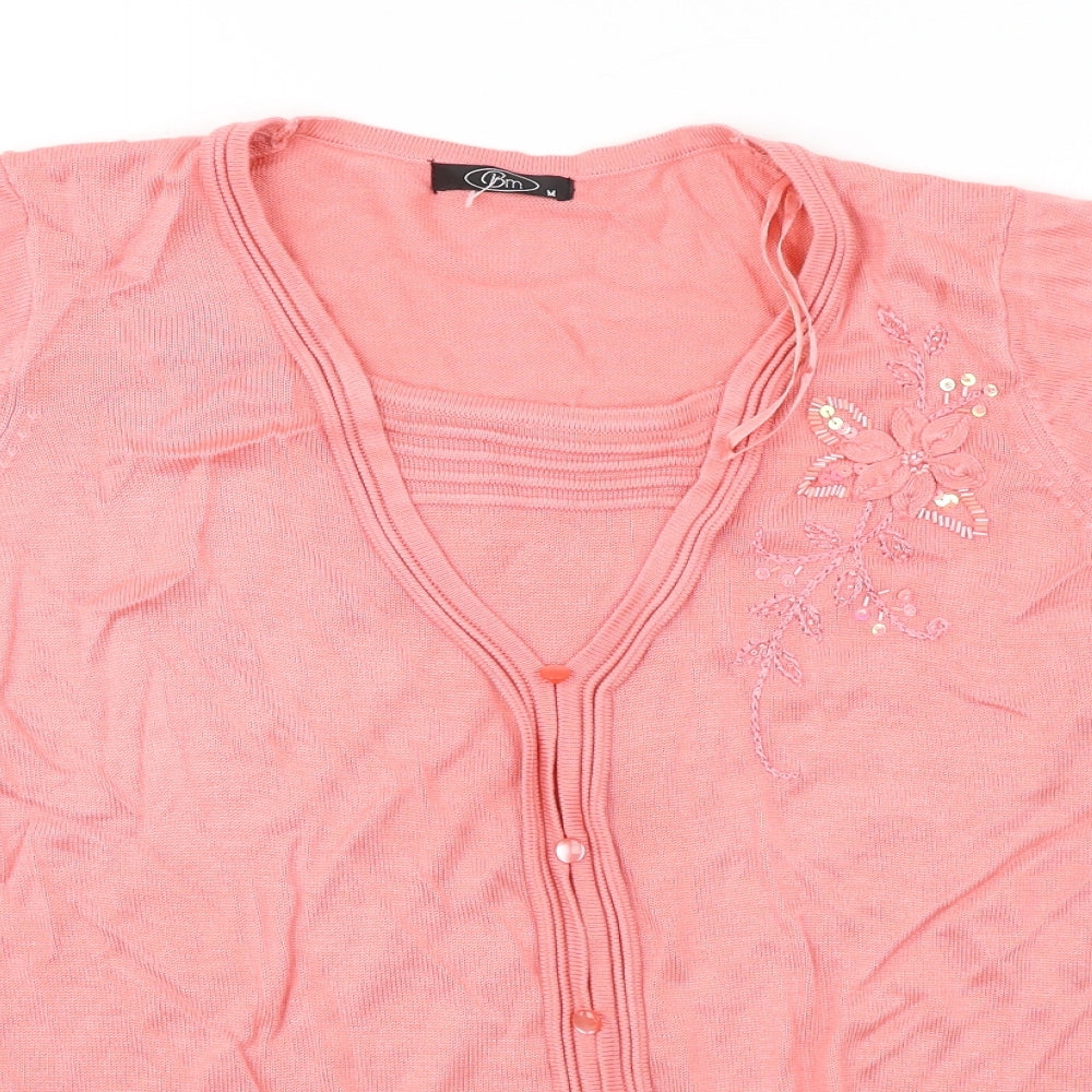 Womens UK Size M BM Pink Cardigan Jumper