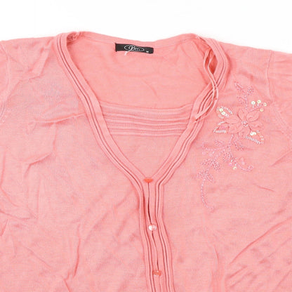 Womens UK Size M BM Pink Cardigan Jumper