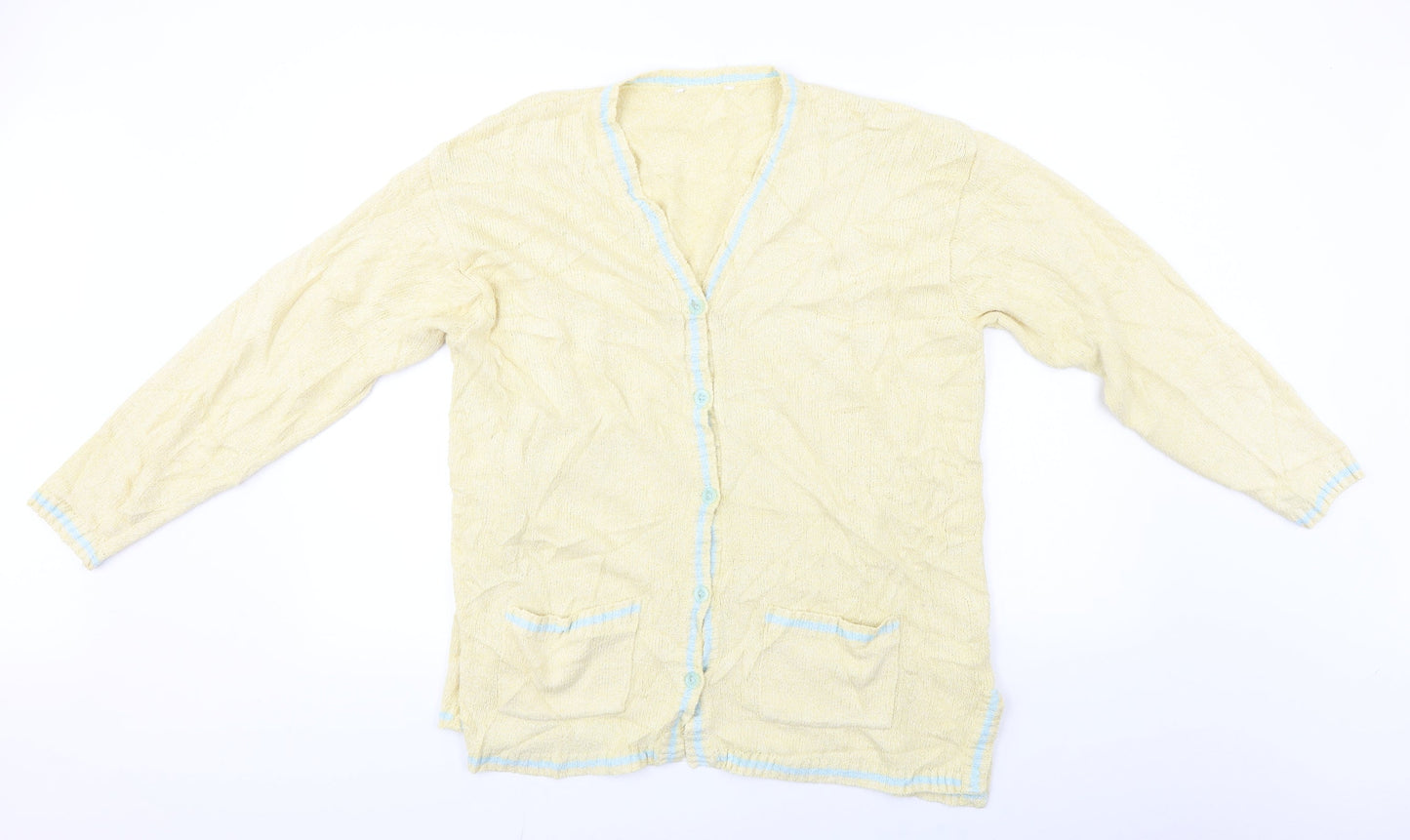 Womens UK Size L Preworn Yellow Cardigan Jumper