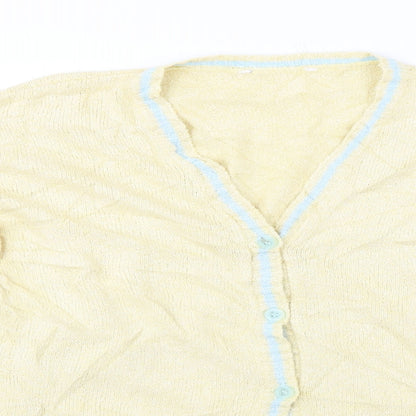 Womens UK Size L Preworn Yellow Cardigan Jumper