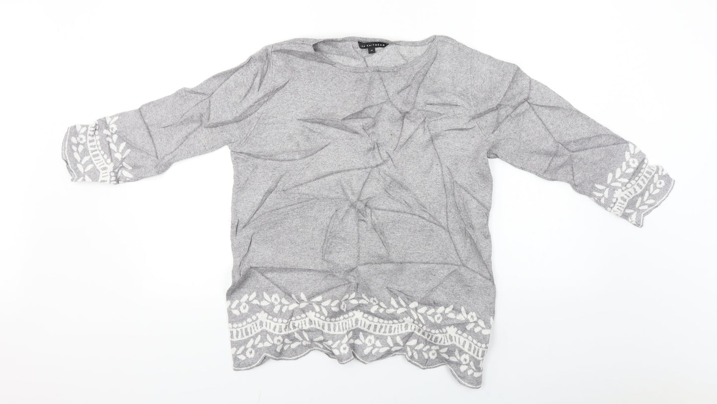 Womens UK Size 14 love knitwear Grey Pullover Jumper