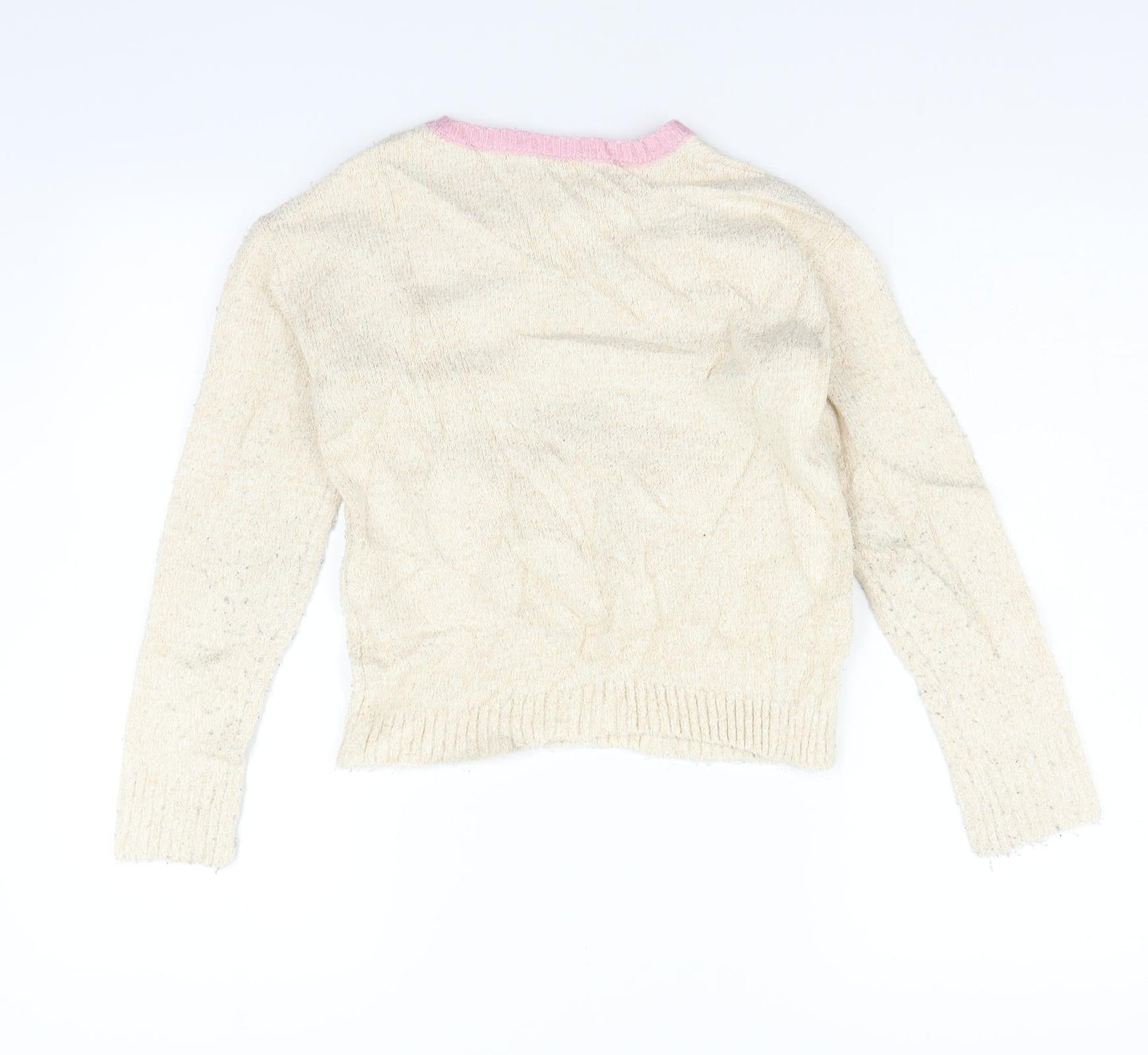 Marks and Spencer Girls Beige   Pullover Jumper Size 10-11 Years  - sequin