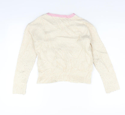 Marks and Spencer Girls Beige   Pullover Jumper Size 10-11 Years  - sequin