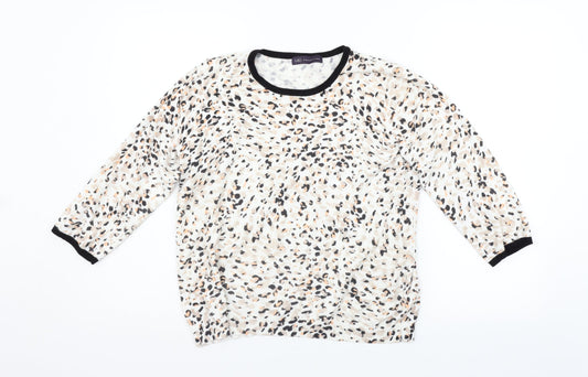 Marks and Spencer Womens Beige Animal Print  Pullover Jumper Size 18