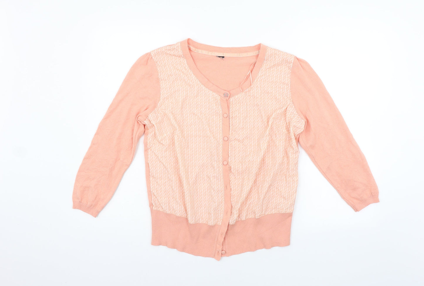 TU Womens Beige Geometric  Cardigan Jumper Size 14