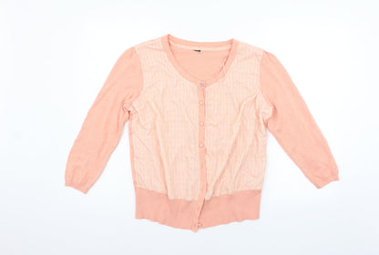 TU Womens Beige Geometric  Cardigan Jumper Size 14