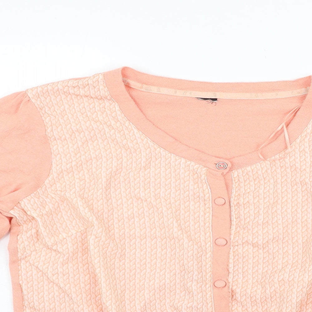 TU Womens Beige Geometric  Cardigan Jumper Size 14