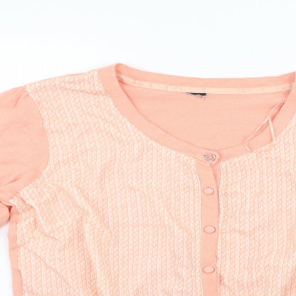 TU Womens Beige Geometric  Cardigan Jumper Size 14