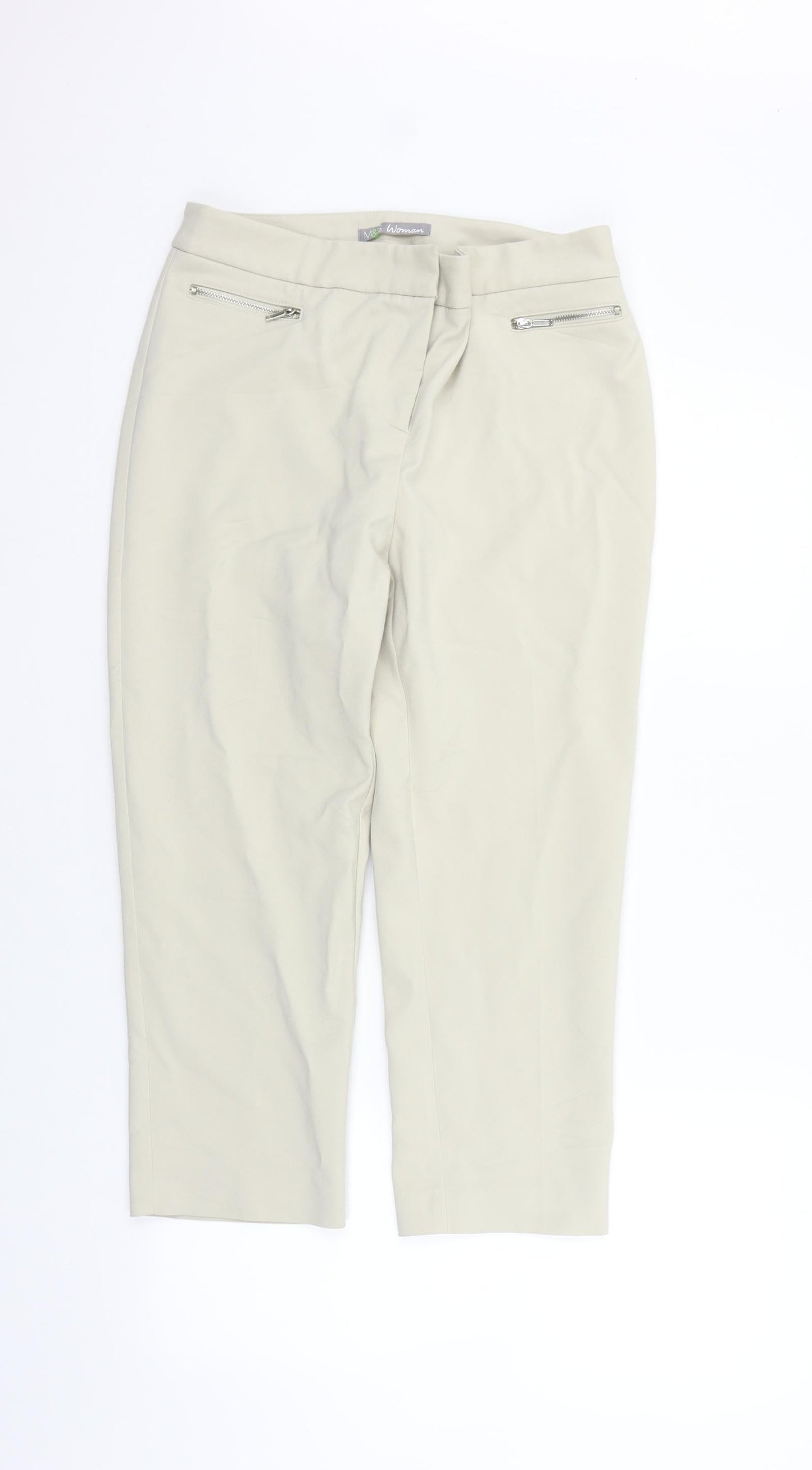 Womens UK Size 12 Marks and Spencer Regular Fit  Beige Trousers