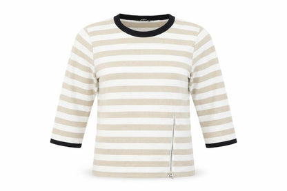 Casamia Womens Beige Striped Pullover Jumper Size M