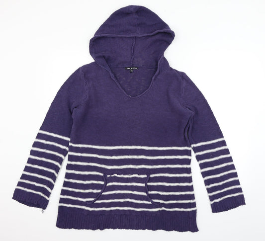 Cable & Gauge Womens Blue Striped  Pullover Jumper Size L