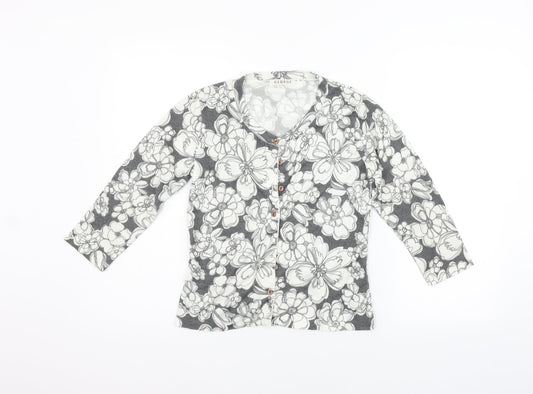 George Womens White Floral  Cardigan Jumper Size 8