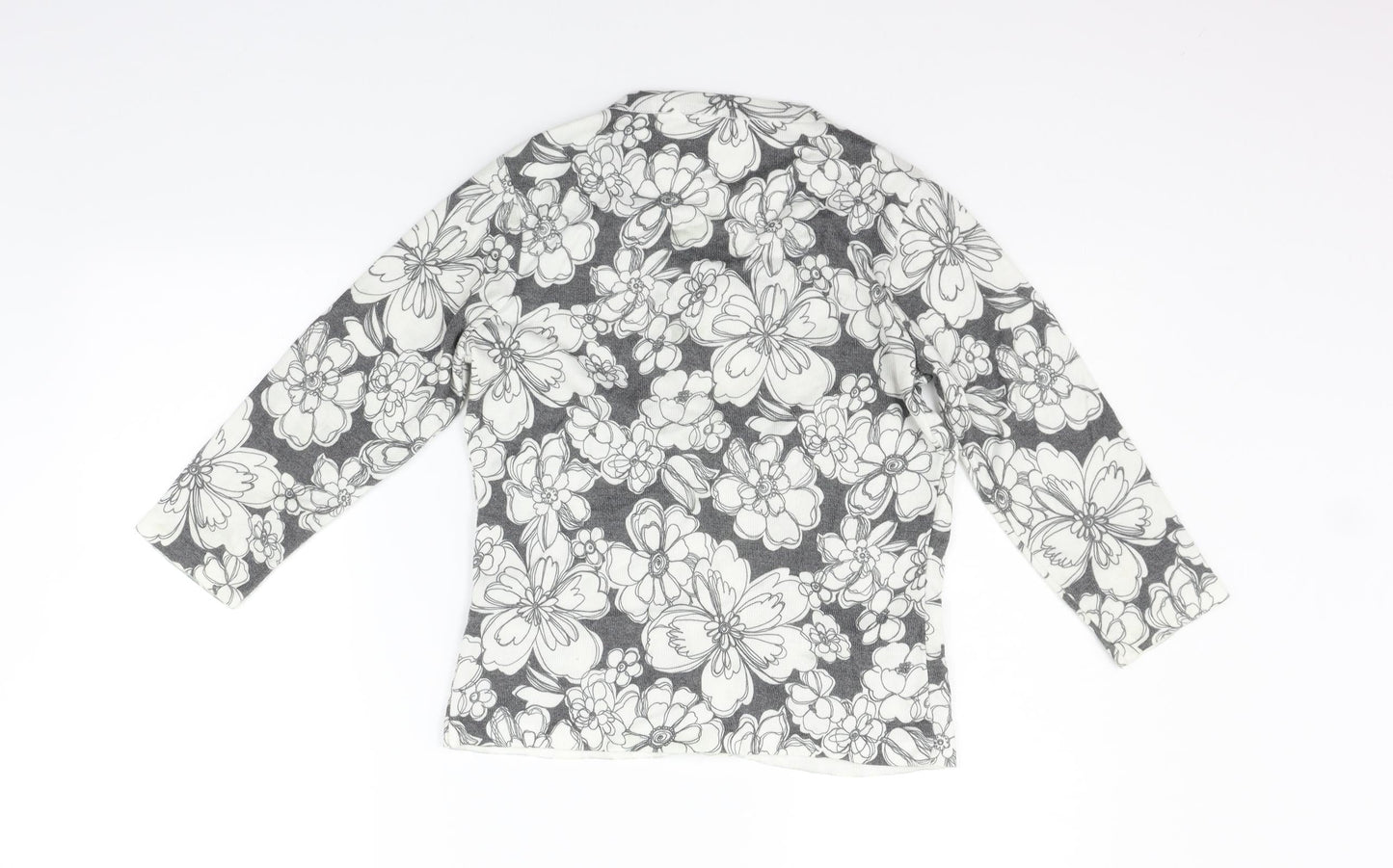 George Womens White Floral  Cardigan Jumper Size 8