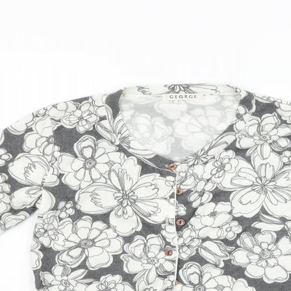 George Womens White Floral  Cardigan Jumper Size 8