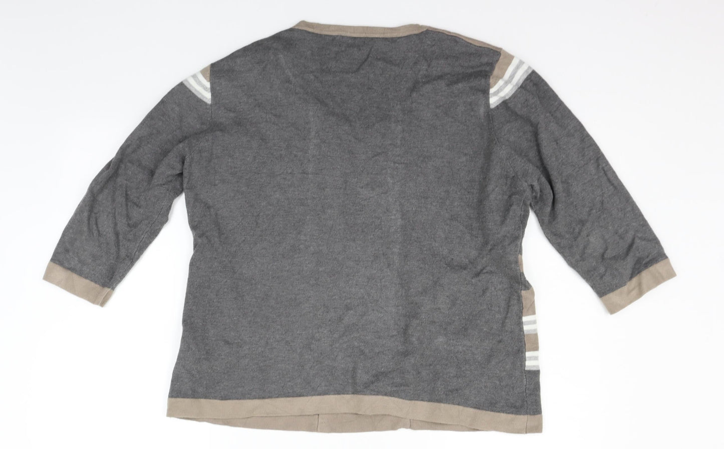 DIXIE Womens Grey Geometric  Henley Jumper Size XL