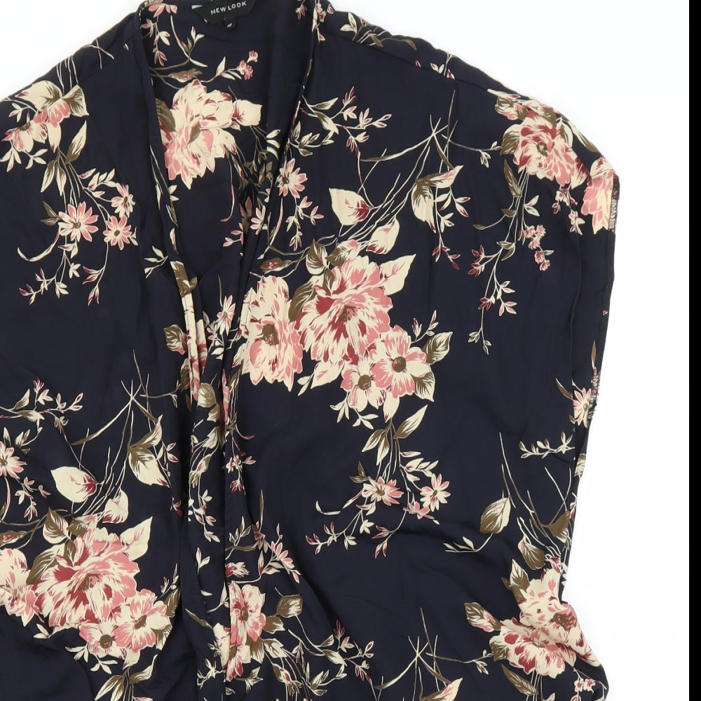 Womens UK Size 10 New Look Blue Kimono Blouse
