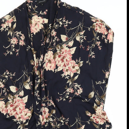 Womens UK Size 10 New Look Blue Kimono Blouse