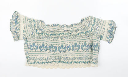 Womens UK Size 6 H&M Beige Cropped Blouse