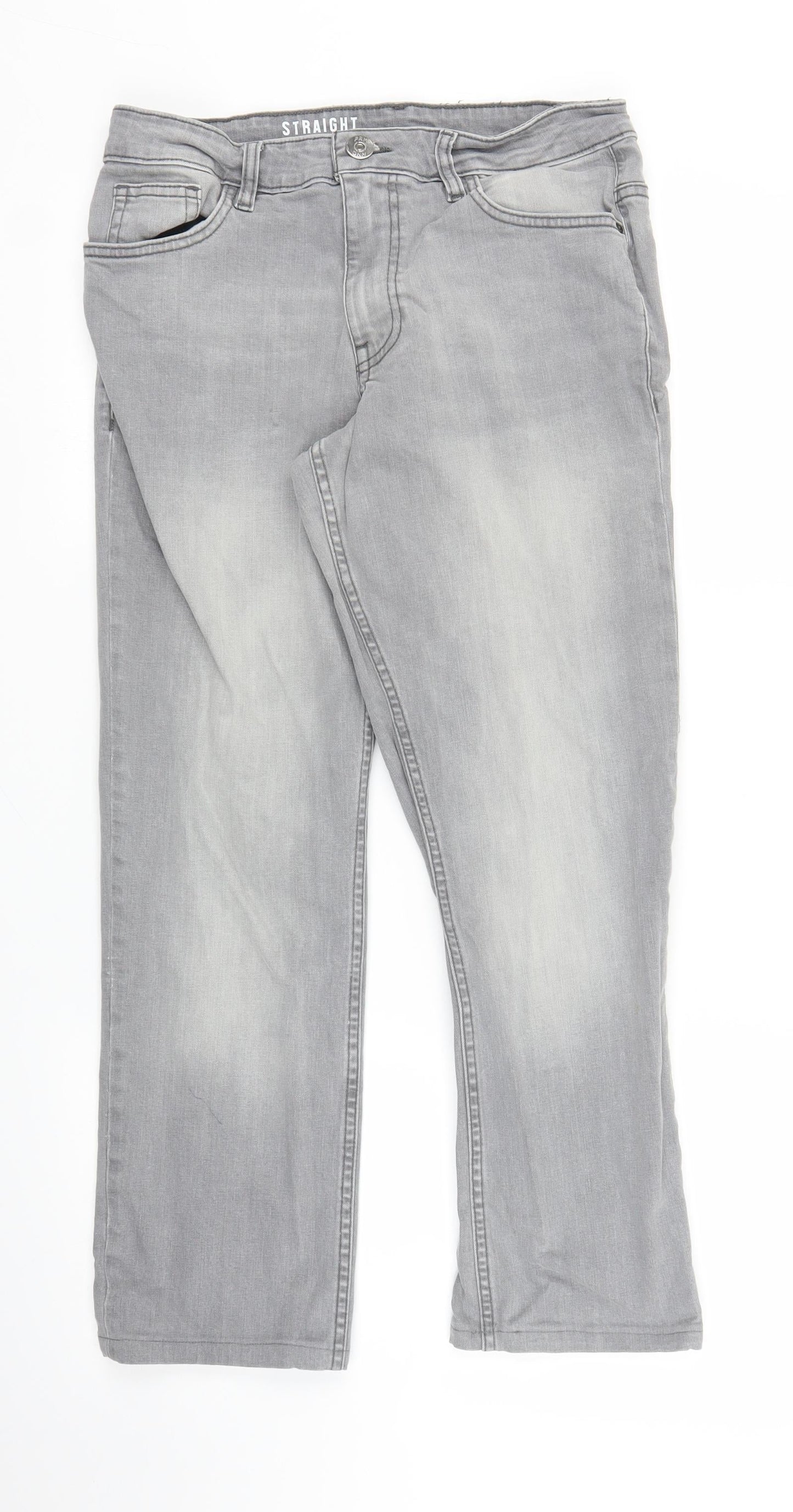Mens UK Size 26 in Preworn Regular Fit Straight Grey Jeans