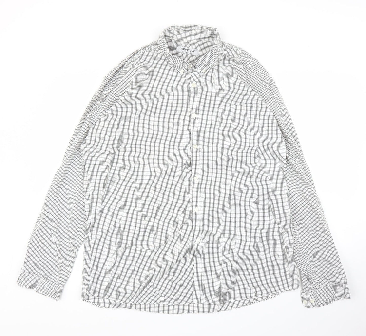 Primark Mens Grey Check   Button-Up Size 2XL