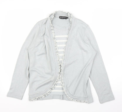 Elegant Body Womens Grey Striped  Cardigan Jumper Size M