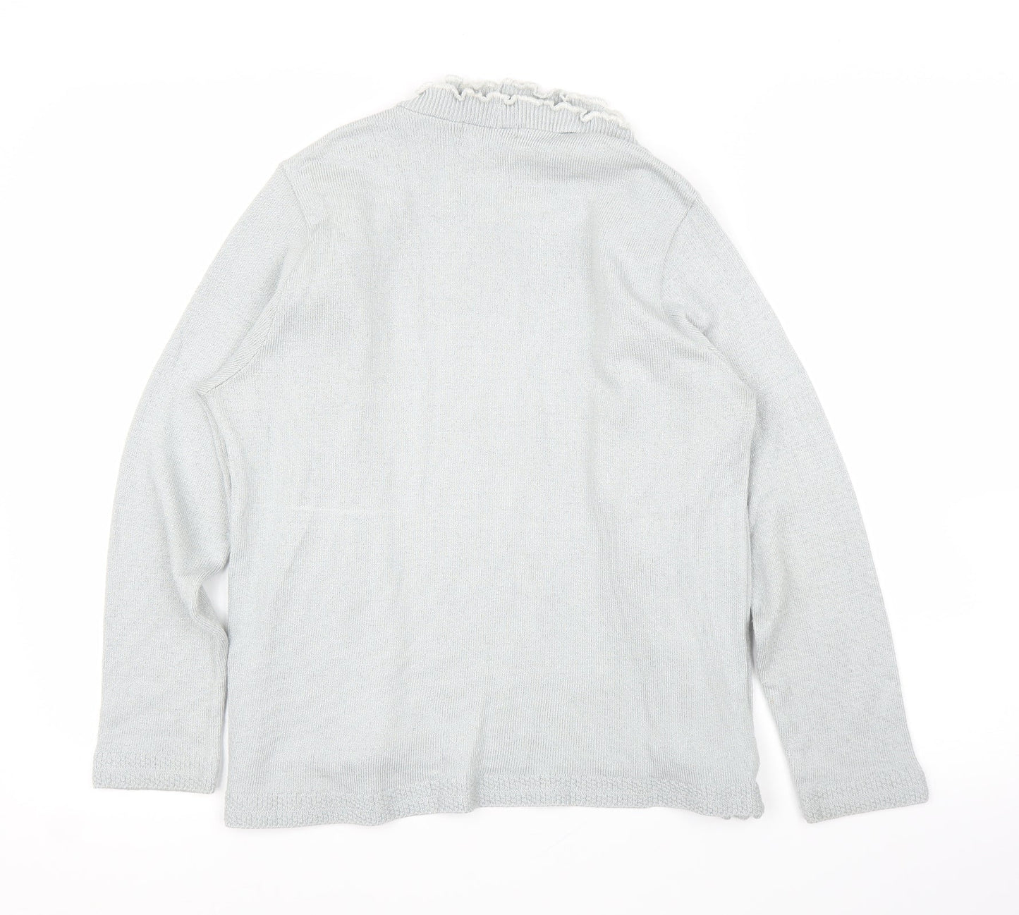 Elegant Body Womens Grey Striped  Cardigan Jumper Size M