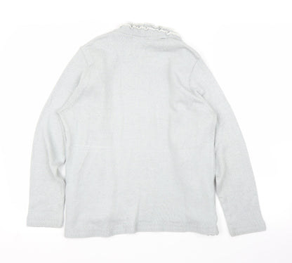 Elegant Body Womens Grey Striped  Cardigan Jumper Size M