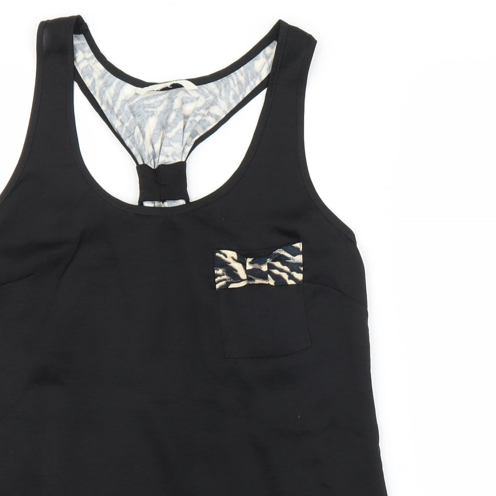 Diamond Womens Black Animal Print  Basic Blouse Size 12  - Leopard print