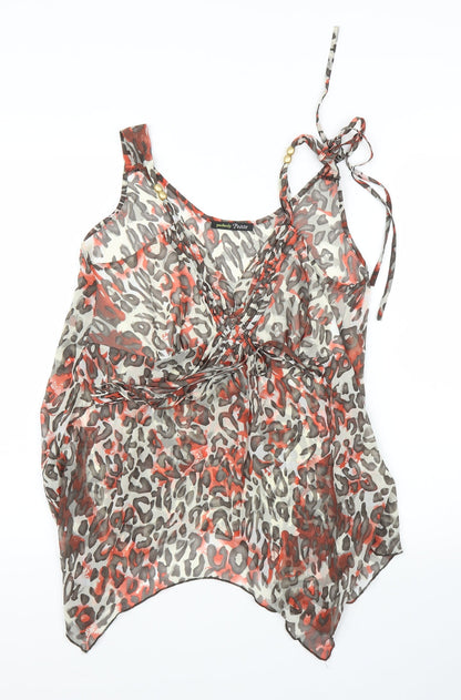 George Womens Beige Animal Print  Basic Blouse Size 16  - Leopard print