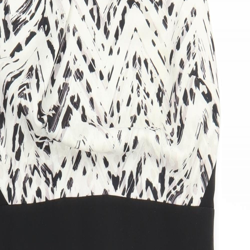 Lipsy Womens Black Herringbone  Sheath  Size 14  - Leopard print