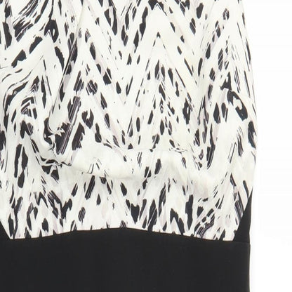 Lipsy Womens Black Herringbone  Sheath  Size 14  - Leopard print