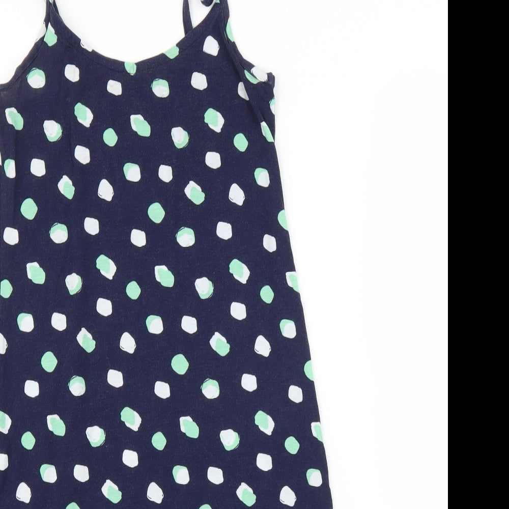 M&S Womens Blue Polka Dot  Tunic Blouse Size 8