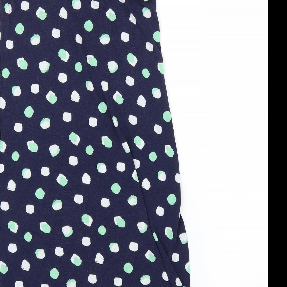 M&S Womens Blue Polka Dot  Tunic Blouse Size 8