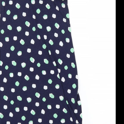 M&S Womens Blue Polka Dot  Tunic Blouse Size 8