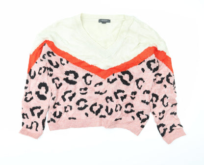 Primark Womens Pink Animal Print  Pullover Jumper Size M