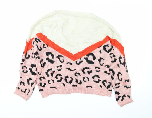 Primark Womens Pink Animal Print  Pullover Jumper Size M