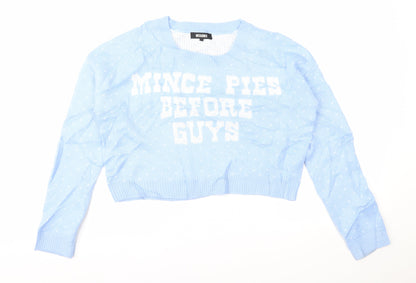 Womens UK Size M Missguided Blue Pullover Jumper