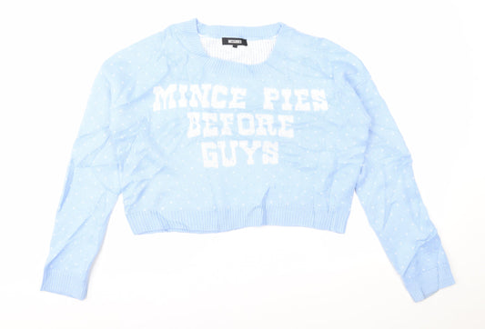 Womens UK Size M Missguided Blue Pullover Jumper