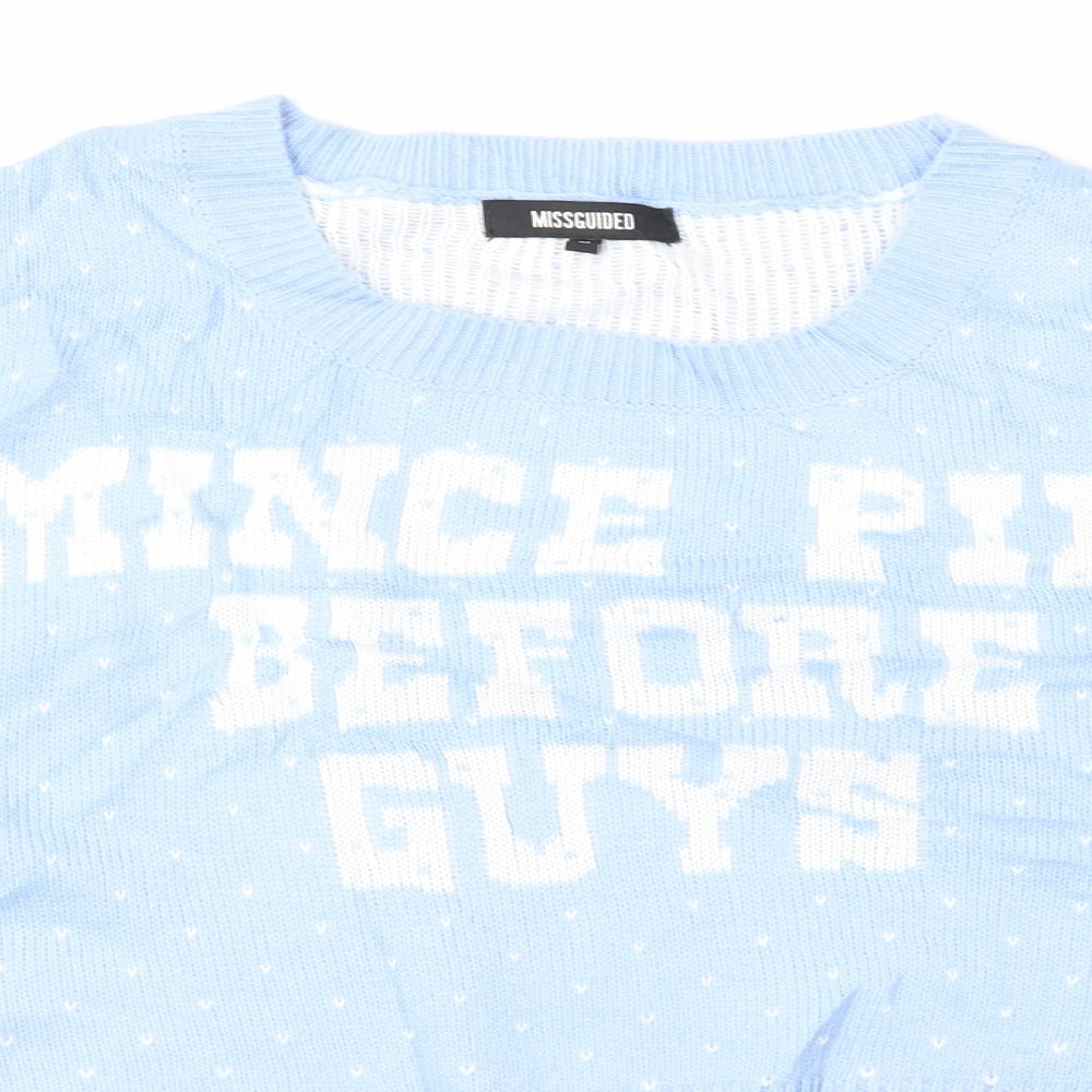 Womens UK Size M Missguided Blue Pullover Jumper