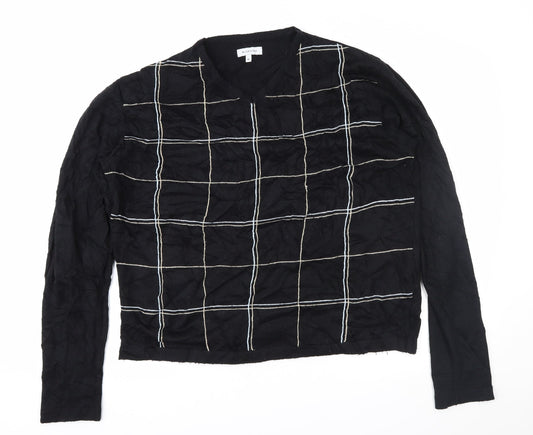 Blue Inc Mens Black Geometric  Pullover Jumper Size XL