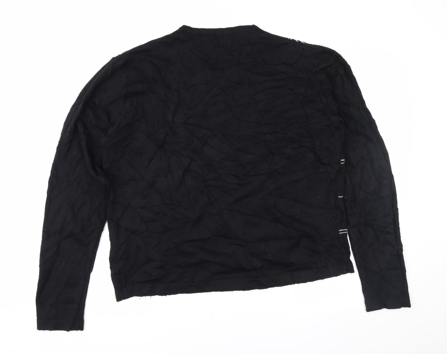 Blue Inc Mens Black Geometric  Pullover Jumper Size XL