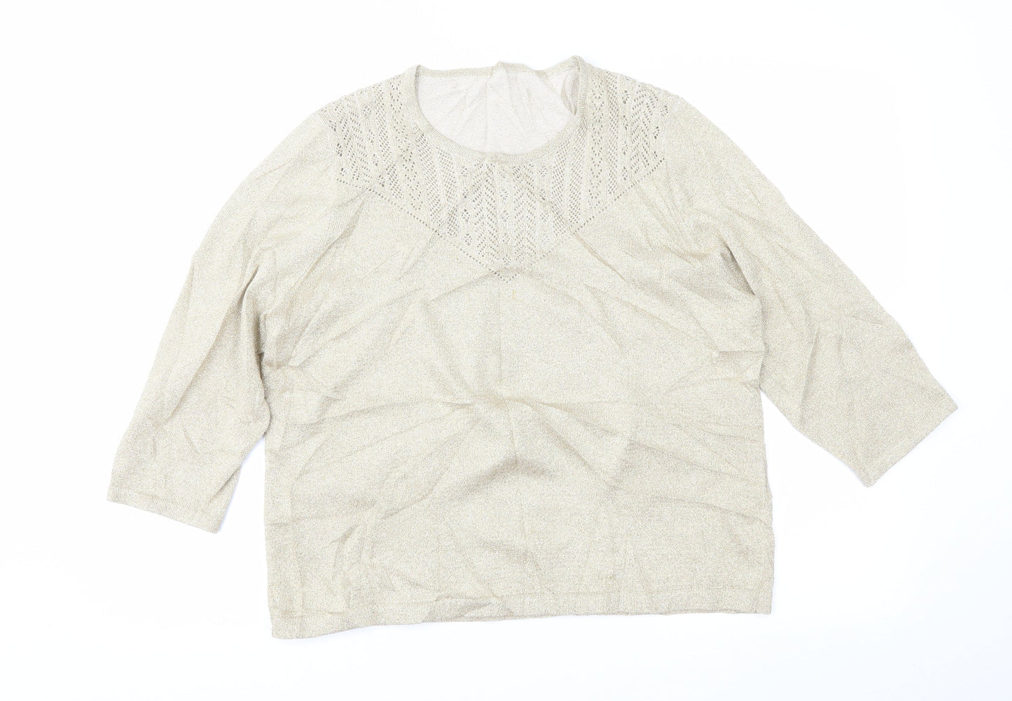 Womens UK Size 16 Preworn Gold Pullover Jumper