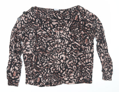Dorothy Perkins Womens Brown Animal Print  Pullover Jumper Size 8